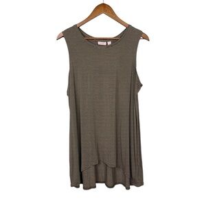 LOGO Layers Taupe Striped Flowy Tank Size 1X